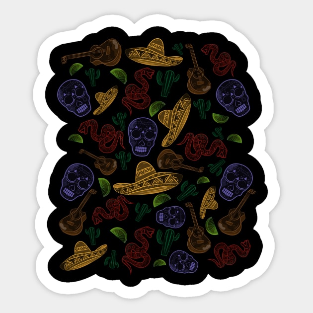 Mexican Pattern Design Coloured No.2 Sticker by JDP Designs